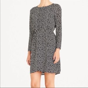 J. CREW Black Heart Print Long Sleeve Sheer Dress